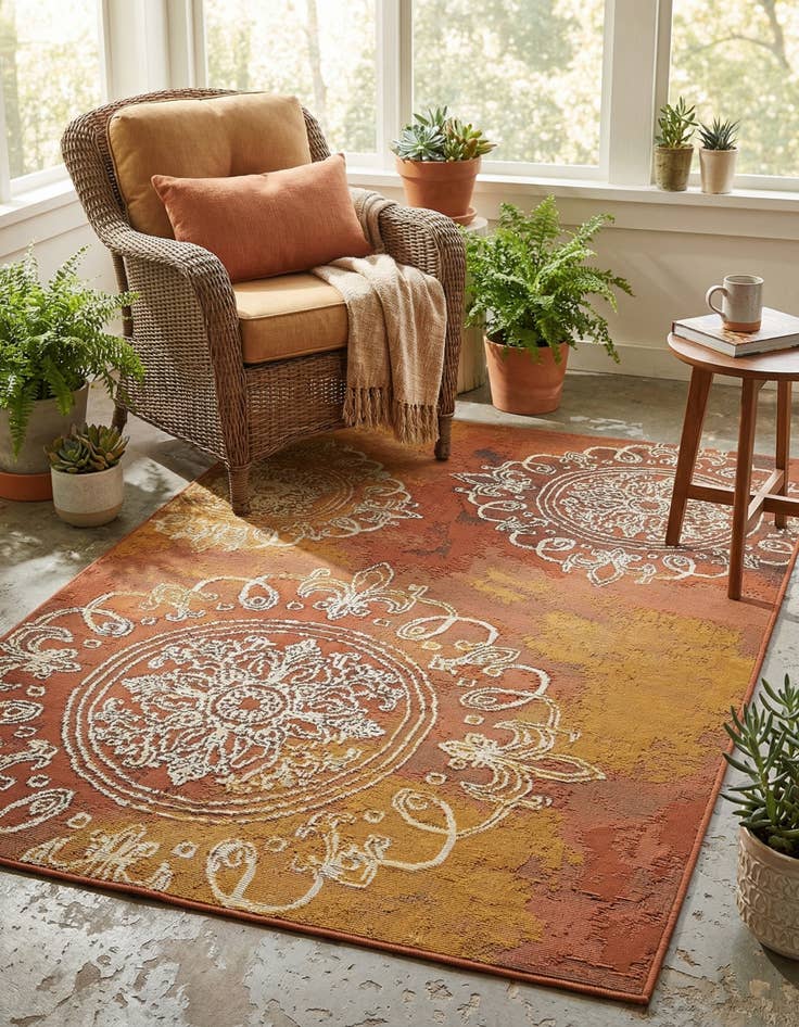 Detail image of  4' x 6'  Washable Modern Indoor / Outdoor Rug
