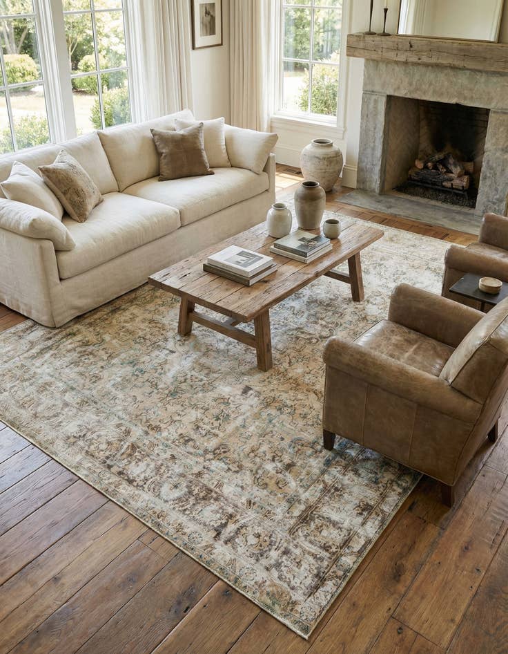 Detail image of  9' 5 x 13'  Hand Knotted Ultra Vintage Persian Wool Rug