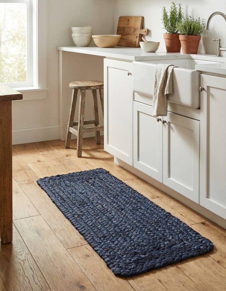 Detail image of 0' 9 x 2' 6  Hand Woven Braided Jute Stair Rug