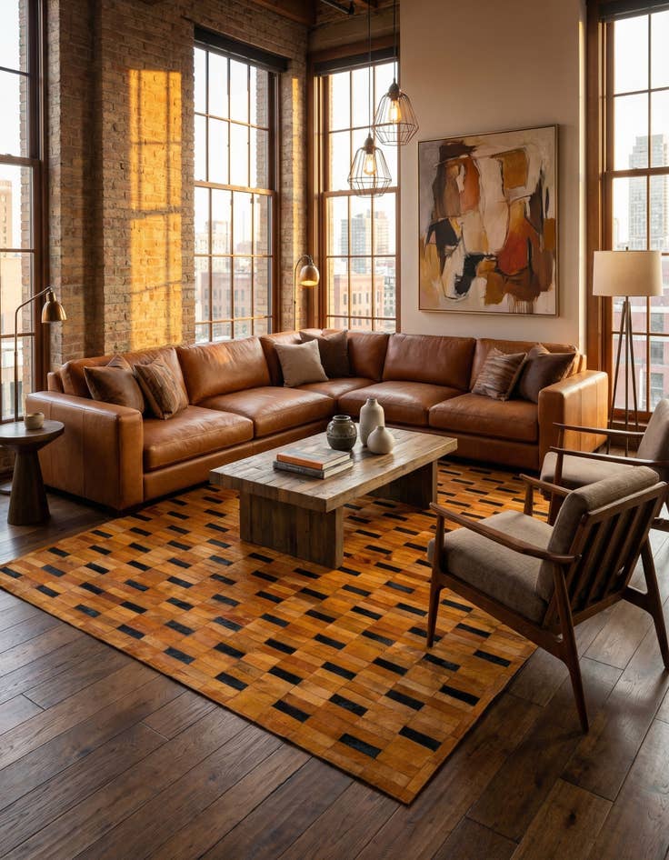 Detail image of  8' 1 x 9' 11 Cowhide - Patchwork Rug