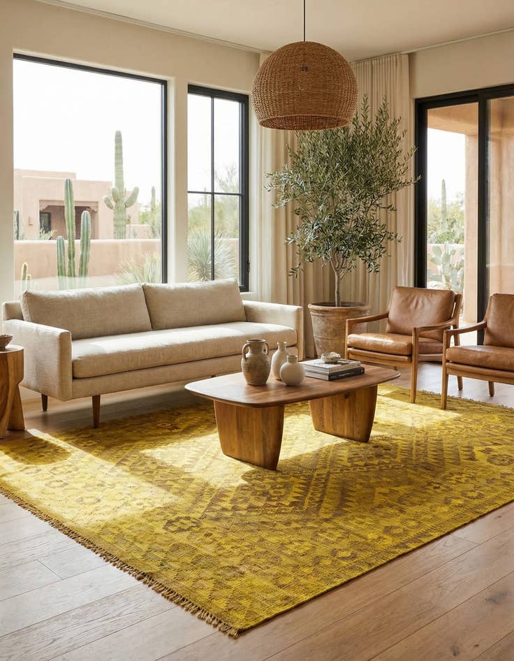 Detail image of  5' 3 x 6' 4  Hand Woven Kilim Modern Wool Rug