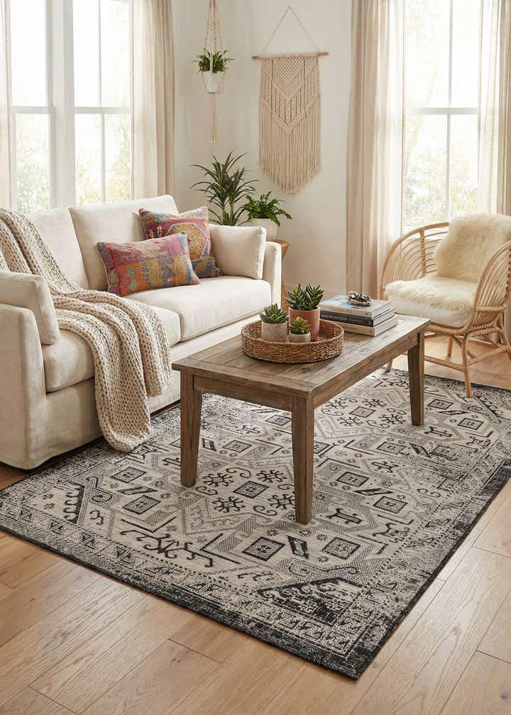 5' 3 x 8' Easy-Clean Aztec Indoor / Outdoor Rug