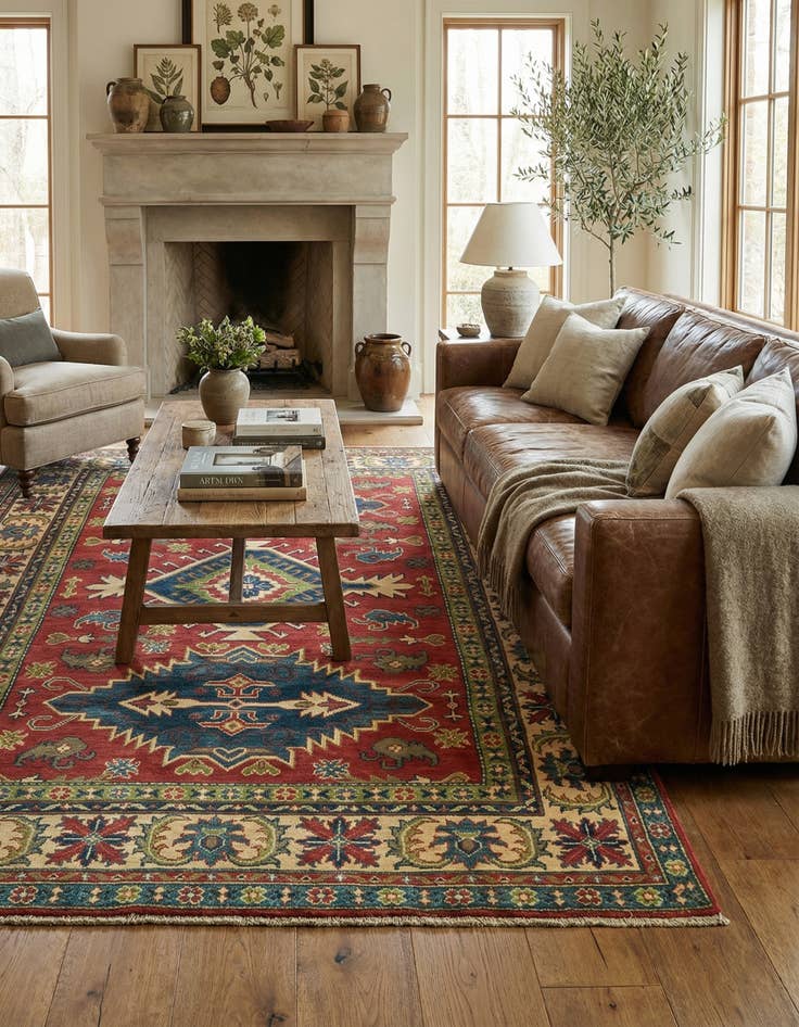 Detail image of 5' 9 x 8' 2  Hand Knotted Kazak Rug