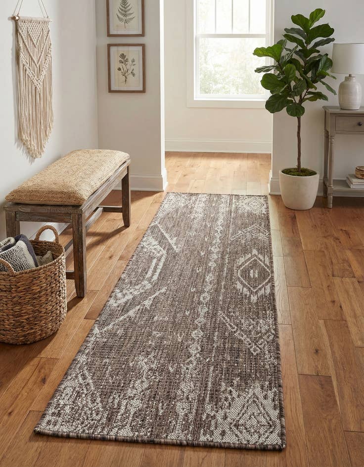 Detail image of 2' x 5' 3 Easy-Clean Bohemian Indoor / Outdoor Runner Rug