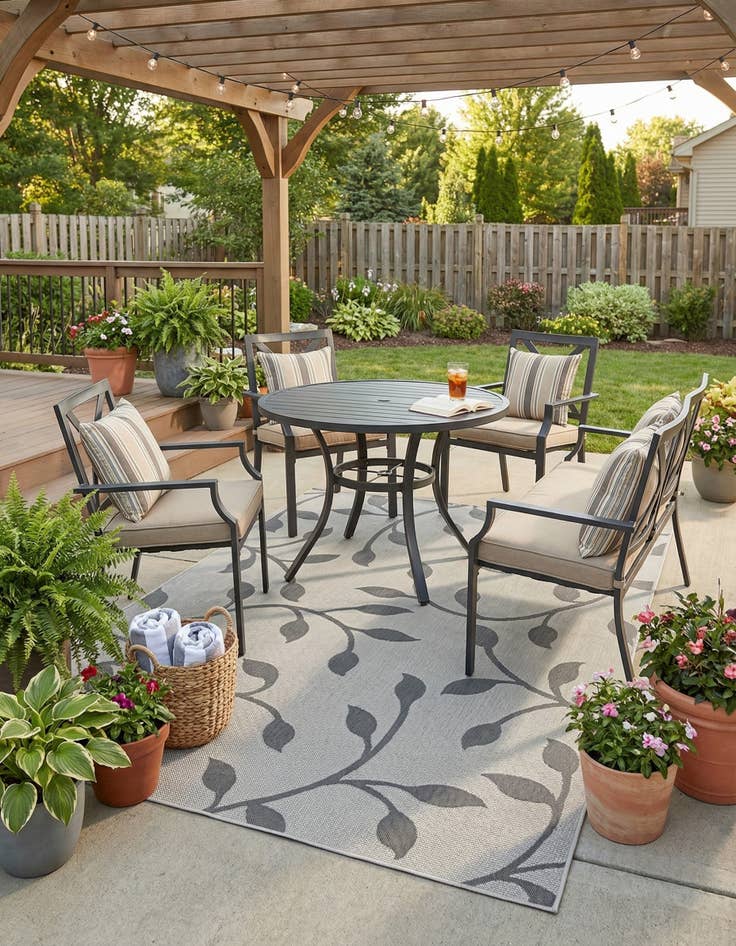 Detail image of 6' x 9' Easy-Clean Botanical Indoor / Outdoor Rug