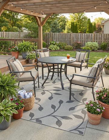 6' x 9' Easy-Clean Botanical Indoor / Outdoor Rug