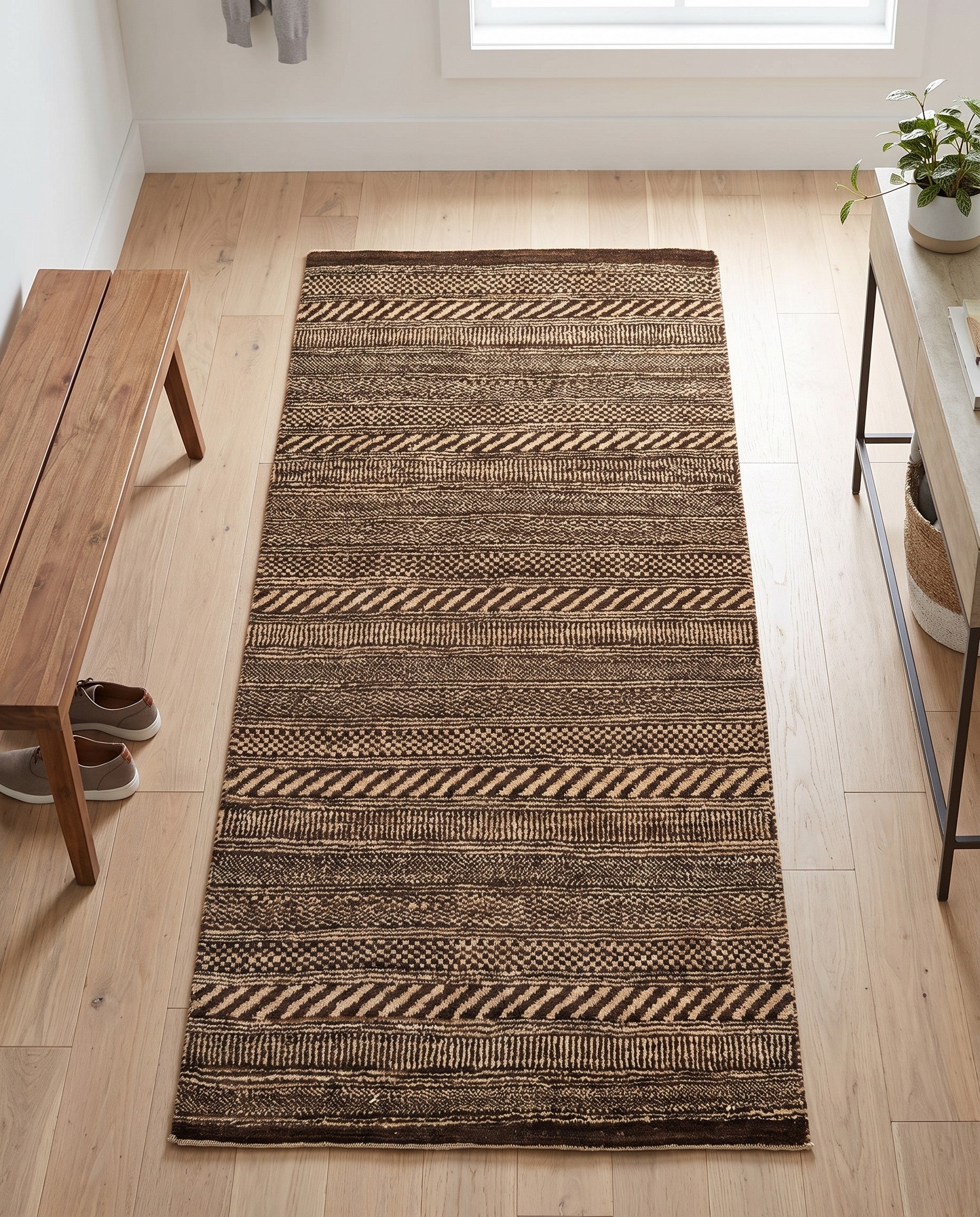 2' 4 x 4' 7 Hand Knotted Kashkuli Gabbeh Oriental Wool Runner Rug
