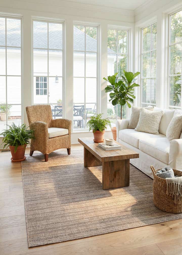 7' 10 x 11' Easy-Clean Striped Indoor / Outdoor Rug