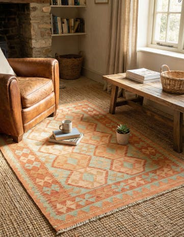 3' 4 x 5' Hand Woven Kilim Waziri Wool Rug