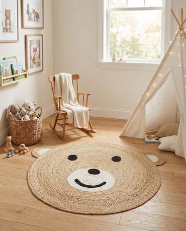  3' 1 x 3' 1  Hand Braided Kids Braided Jute Round Rug
