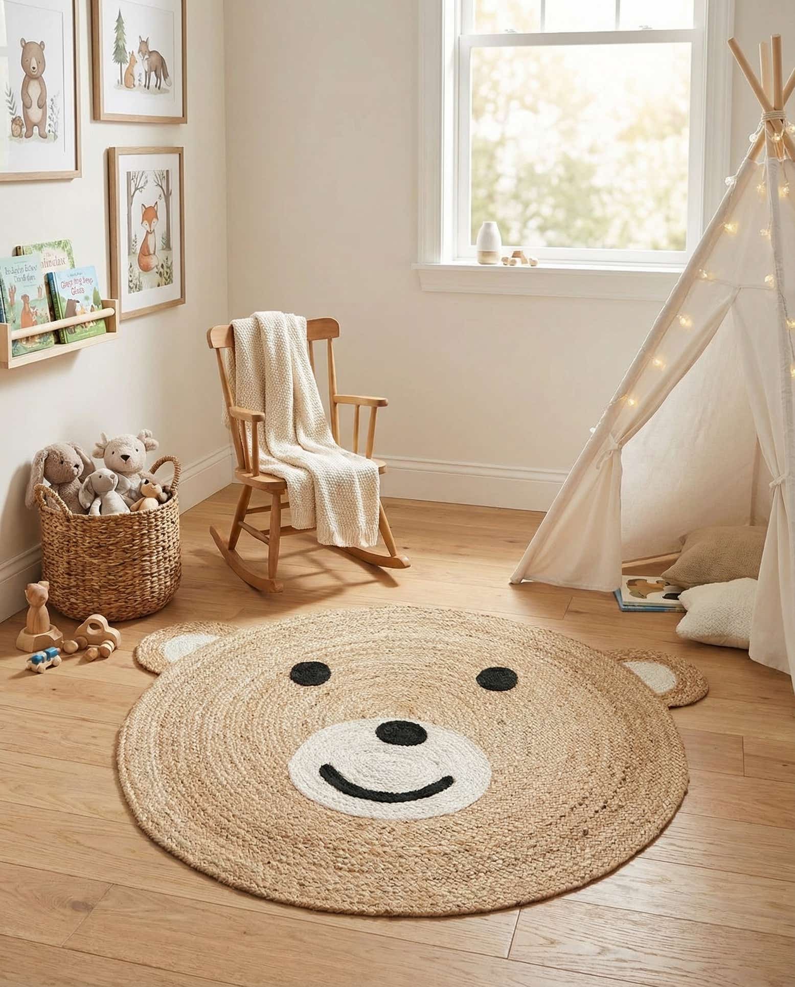 3' 1 x 3' 1 Hand Braided Kids Braided Jute Round Rug