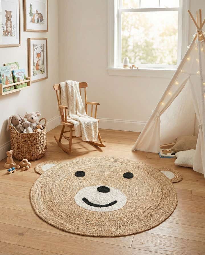 3' 1 x 3' 1 Hand Braided Kids Braided Jute Round Rug