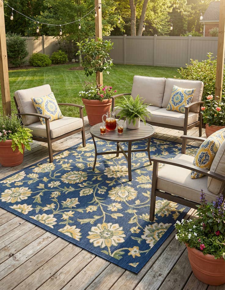 Detail image of  7' 10 x 7' 10  Washable Baja Indoor / Outdoor Square Rug