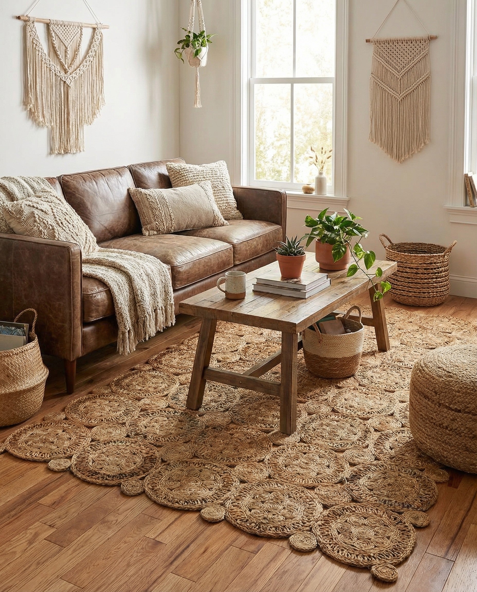 5' 3 x 8' Handmade Braided Jute Rug