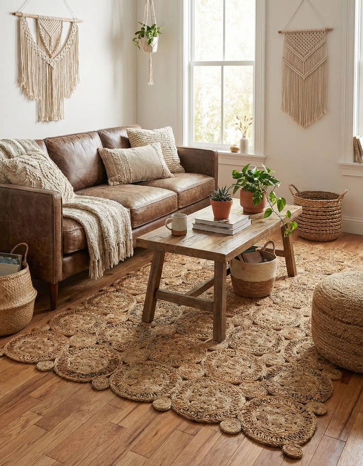 Detail image of 5' 3 x 8'  Hand Braided Jute Rug