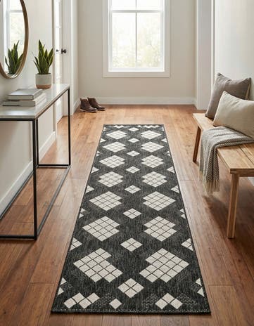2' 7 x 12' Easy-Clean Modern Indoor / Outdoor Runner Rug