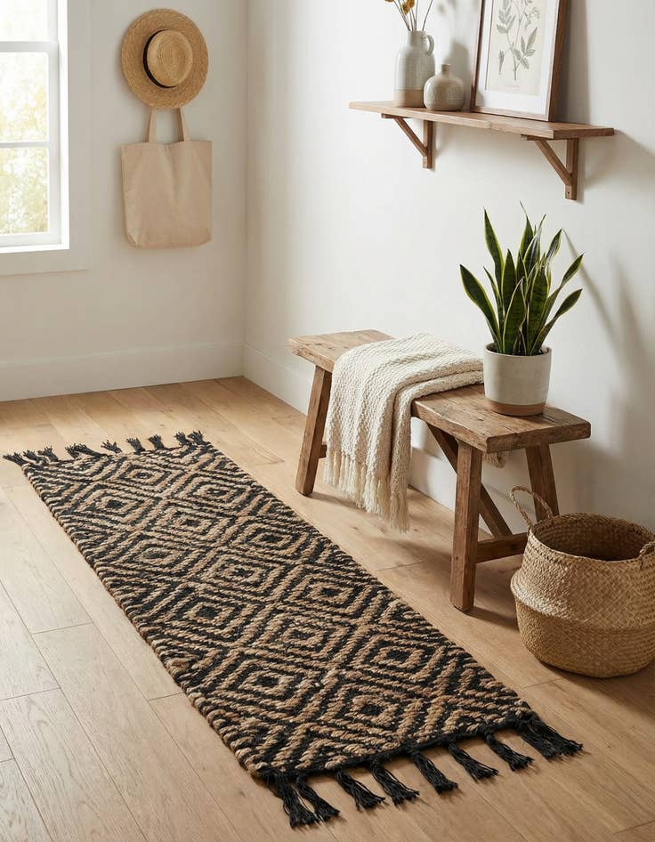 Detail image of  0' 9 x 2' 6  Hand Woven Braided Jute Stair Rug