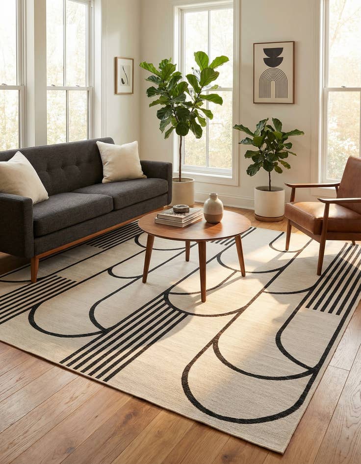 Detail image of  10' x 10'  Washable Modern Indoor / Outdoor Square Rug