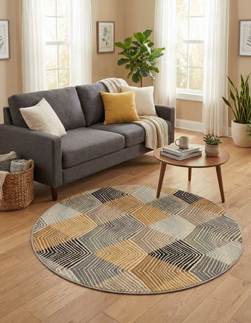 4' x 4' Easy-Clean Modern Indoor / Outdoor Round Rug