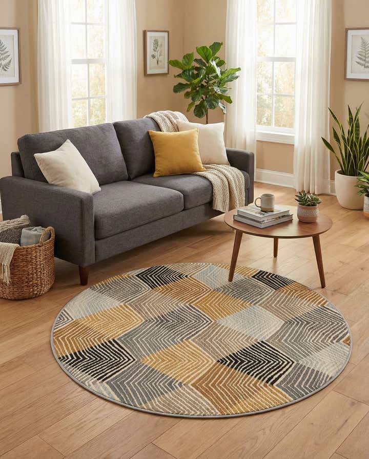 4' x 4' Easy-Clean Modern Indoor / Outdoor Round Rug