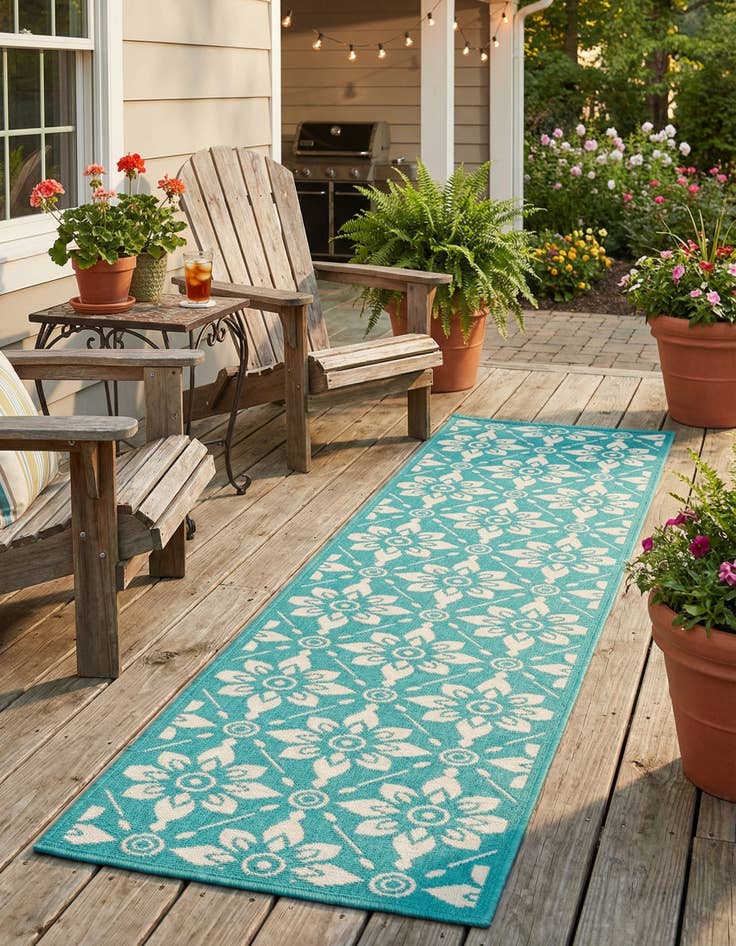 Detail image of 2' x 8'  Washable Trellis Indoor / Outdoor Runner Rug