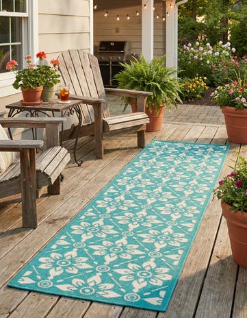 2' x 8' Easy-Clean Lattice Indoor / Outdoor Runner Rug