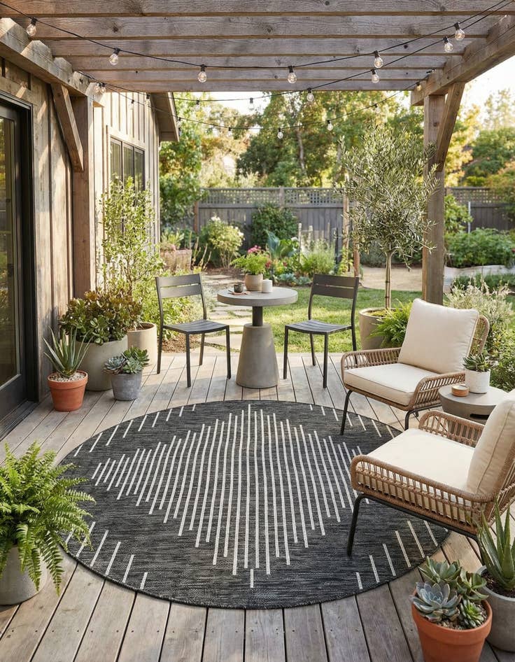 Detail image of 5' 3 x 5' 3  Washable Modern Indoor / Outdoor Round Rug