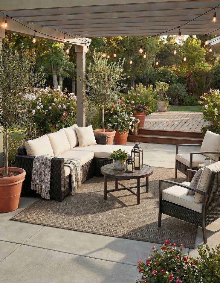 Detail image of 7' 10 x 7' 10 Easy-Clean Lattice Indoor / Outdoor Square Rug