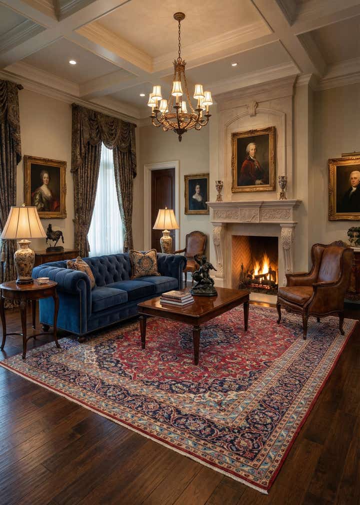 9' 7 x 13' 3 Hand Knotted Kashan Persian Wool Rug