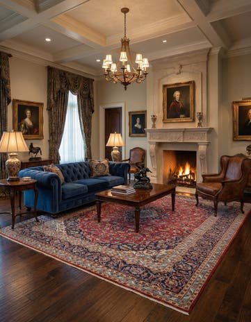 9' 7 x 13' 3 Hand Knotted Kashan Persian Wool Rug