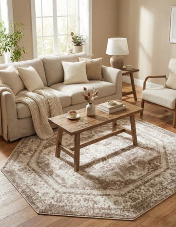 Beige Monte Carlo Octagon Rug