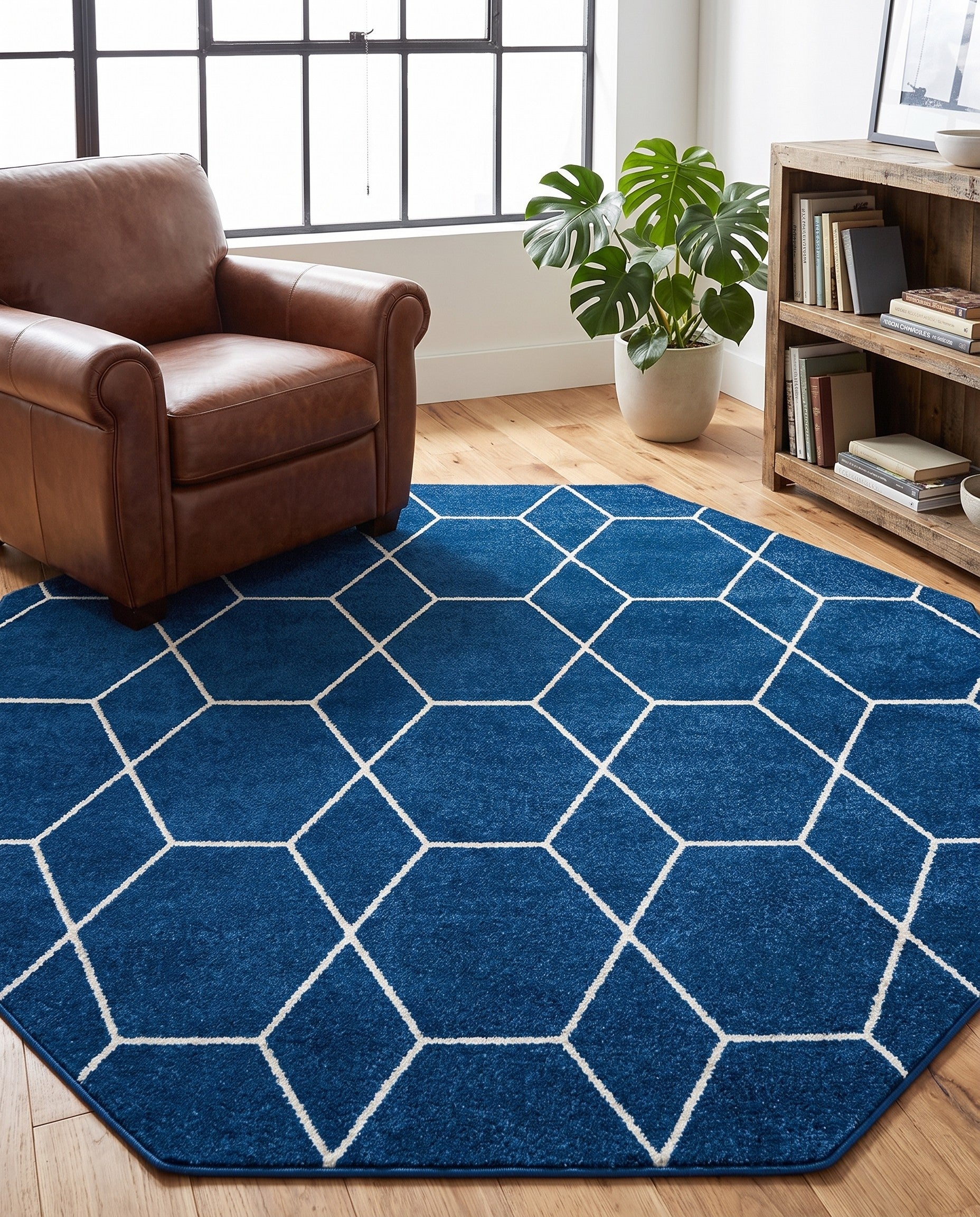 7' 10 x 7' 10 Lattice Frieze Octagon Rug