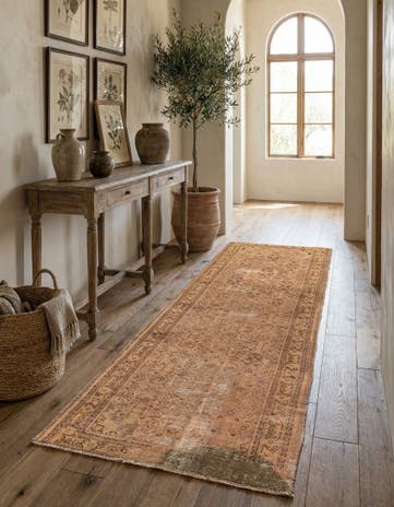3' 9 x 9' 8 Hand Knotted Ultra Vintage Persian Wool Runner Rug
