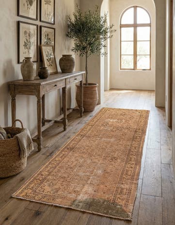 3' 9 x 9' 8 Hand Knotted Ultra Vintage Persian Wool Runner Rug
