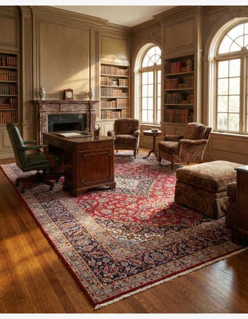 9' 9 x 13' 3 Hand Knotted Kashan Persian Wool Rug