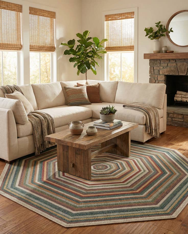 Detail image of 7' 10 x 7' 10 Easy-Clean Baja Indoor / Outdoor Octagon Rug