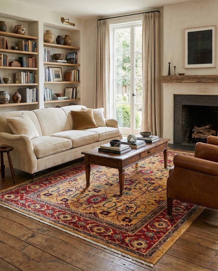 Detail image of 5' 6 x 8' Hand Knotted Ziegler Wool Rug