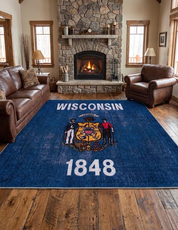Navy Blue Wisconsin The Flag Collection Rug