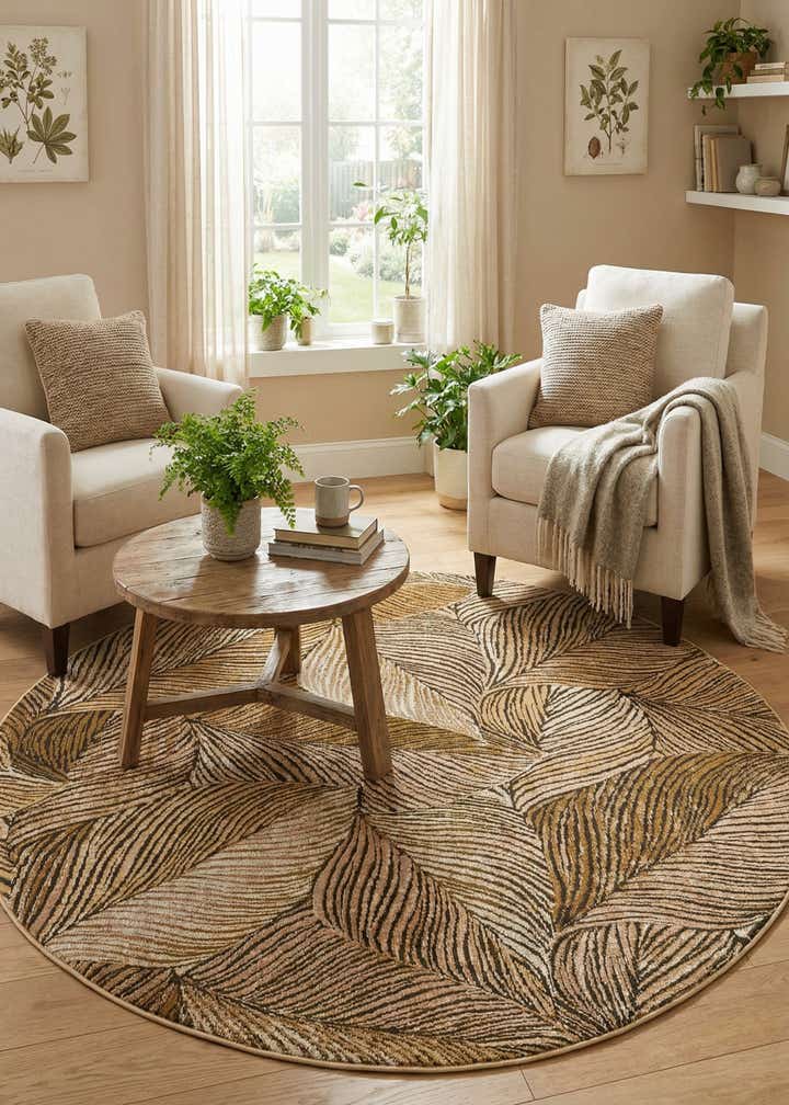 6' x 6' Easy-Clean Botanical Indoor / Outdoor Round Rug
