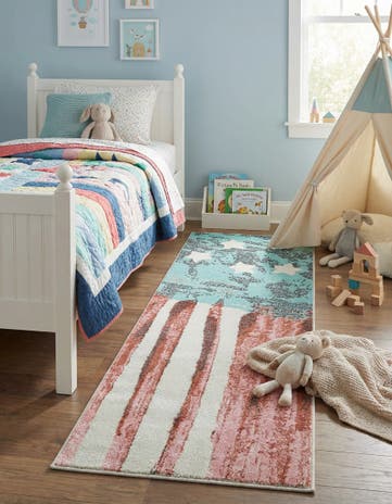 2' 2 x 6' 1 American Flag Whimsy Kids Runner Rug