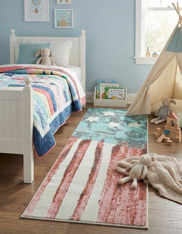 2' 2 x 6' 1 American Flag Whimsy Kids Runner Rug