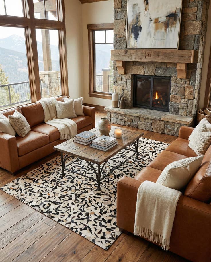 Detail image of 5' 1 x 7' 11 Cowhide Stocks Rug