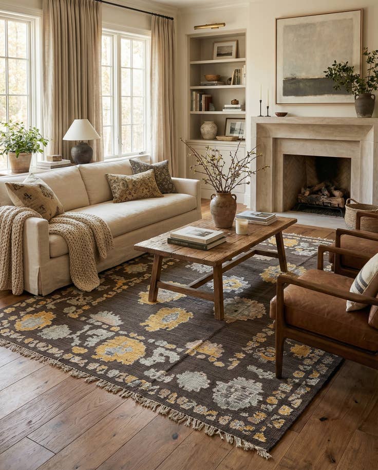 Detail image of 9' 3 x 12' 5 Hand Knotted Oushak Wool Rug