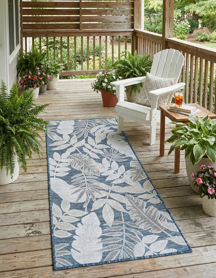 Detail image of 2' 2 x 5' 3  Washable Botanical Indoor / Outdoor Runner Rug