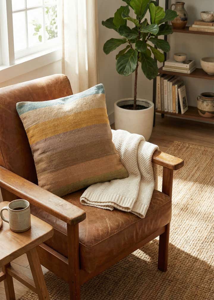 1' 5 x 1' 6 Hand Woven Pillow Wool Round Rug