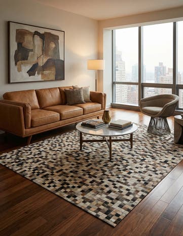 5' 2 x 8' 3 Cowhide Leather Rug