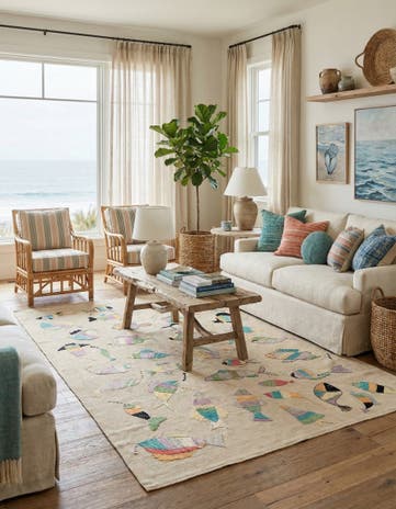5' 8 x 7' 4 Hand Woven Kilim Suzani Wool Rug