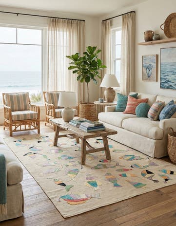 5' 8 x 7' 4 Hand Woven Kilim Suzani Wool Rug