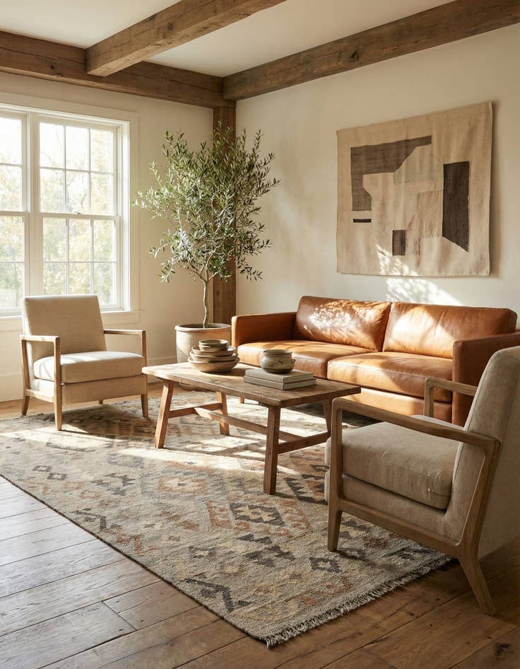 Detail image of  5' 1 x 6' 5  Hand Woven Kilim Maymana Wool Rug