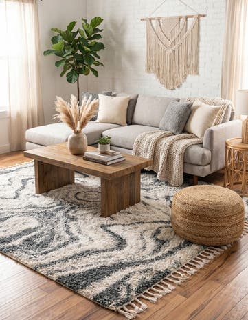Blue Athena Shag Square Rug